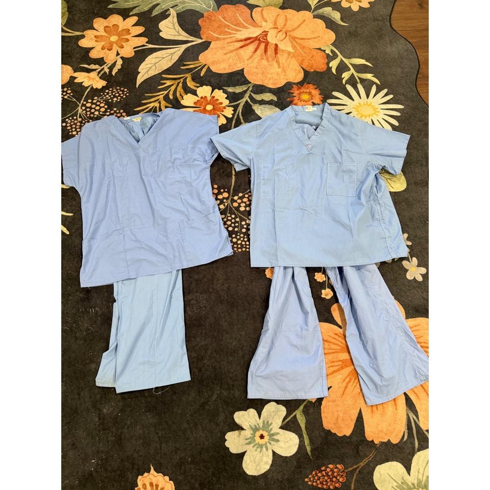 Vintage Fashion Seal American Hospitex Blue Scrub Sets Medium Lot of 2 7782 8667